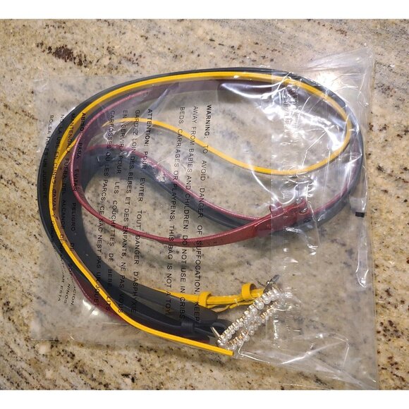 Lot of 3 Eddie Bauer Fasolo Leather Belts Faux Pearl Buckle Size XL Red Yellow - Picture 10 of 10